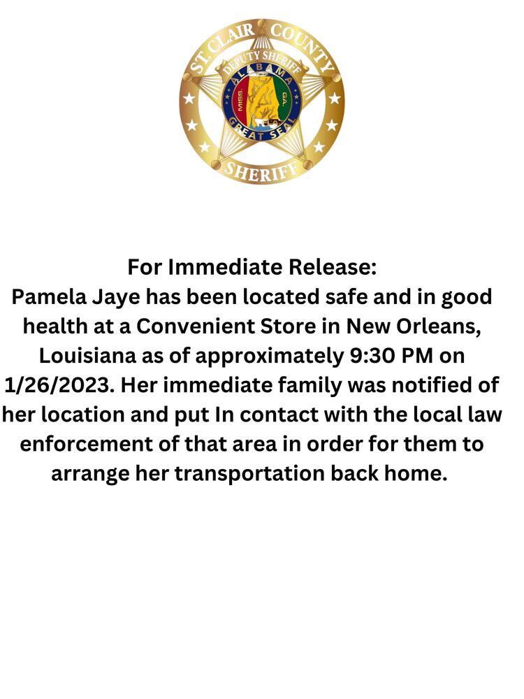 Pamela Jaye Located Safe in New Orleans 