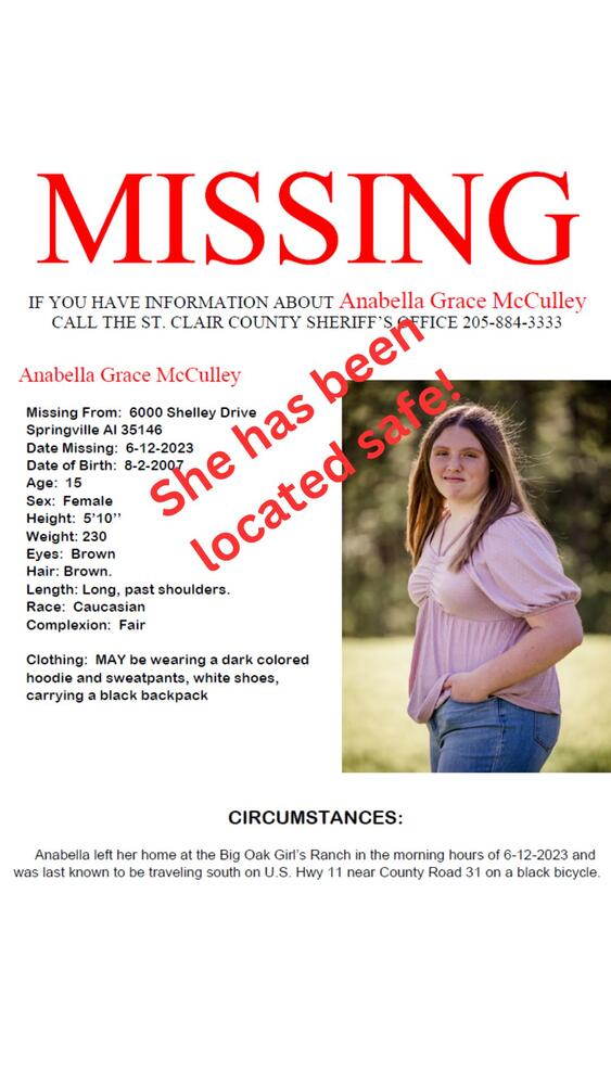 Anabella has been found safe!