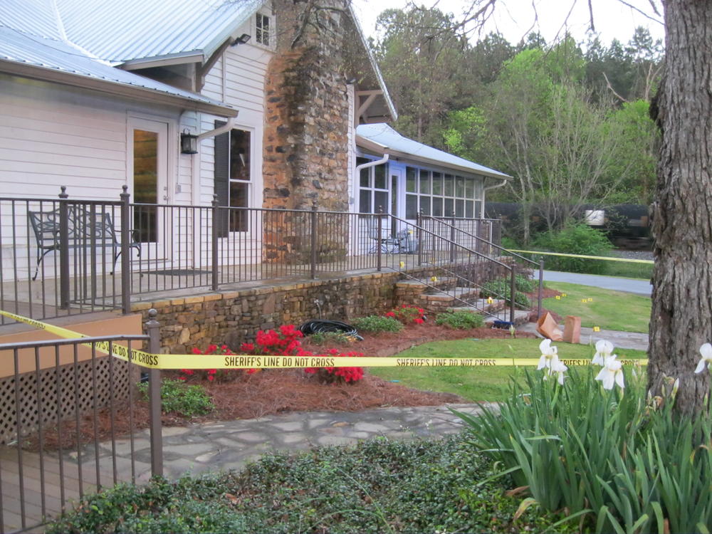 Front Porch and Flower Bed Behind Crime Scene Tape